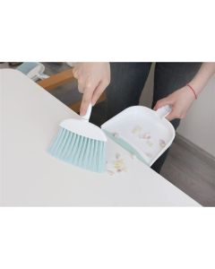 2pcs Mini Broom and Dustpan Set-Mini Set for Desk, Housekeeping, Office, Kitchen, Pet Nest, etc.,Daily Cleaning Necessity Plastic Mini Dustpan Set (Glacier Blue)