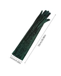 A pair of Long Opera Gloves for Women Velvet Gloves   Stretchy Elbow Length Halloween Costume Gloves（green）
