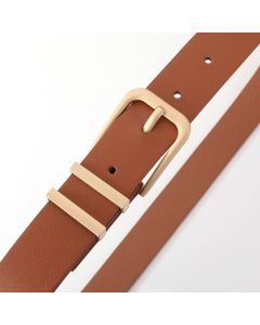 2 pack Women's Leather Belt for Jeans Pants Dresses Fashion Ladies Belt Square Gold Buckle Waist Belt for Women