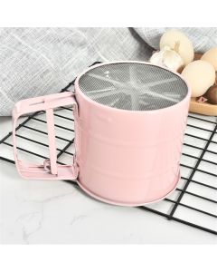 2 pack Flour sieve stainless steel material manufacturing,Coffee Sieve Cup,Semi Automatic Sifter for Baking | Fine Mesh Pastry Sieve Cup（Pink）
