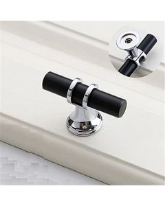 10 Pack Matt Black and Silver Cabinet Knobs, 2 Inch(50mm) Cabinet Hardware T Bar Knobs for Cupboard and Drawers