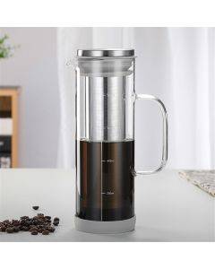 Cold Brew Coffee Maker 2 in 1 Iced Coffee Maker, Glass Pitcher with Lid- 800 milliliters, Stainless Steel Filter and BPA-Free Glass for Iced Coffee, Cold Brew Tea, Juice