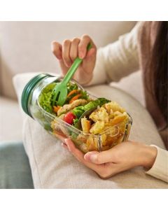 Side Opening Salad Jar- Jar Side Open with Leakproof Dressing Microwave,Dishwasher/Compartment/Freezer Safe for Meal Prep & Travel & gift (1PCS)