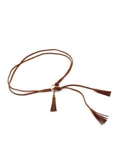 2 pack Women Girls Braided Knotted Waist Belt Skinny Mixed Color Rope Exotic Chain Tassel for Dress Skirt（Belt only）
