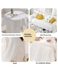 Polyester-cotton Fringed Home Rectangular Tablecloth,Outdoor Party Table Table Cloth for Dining Kitchen Room,White Table Cover Tablecloth Washable (White, 51"x 70")