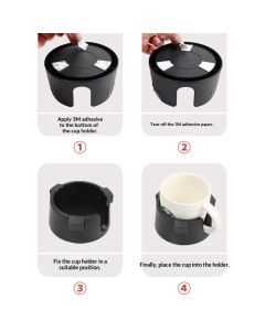 Horizontal Mounting Cup Holder, Adjustable Anti-Spill Cup Holder, Suitable for Tractor Lawn Mower Forklift Treadmill, Fits Mugs Cans Glass Bottles Thermos (Black)