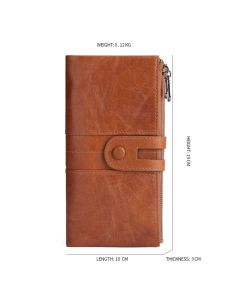 Women's RFID Blocking Genuine Leather Wallet, Bifold Long Clutch Wallet Money Clips Ladies Card Holder Purse（brown）