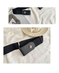 Buckle Elastic Belt for Men, Invisible Buckleless Stretch Belt for Men Women, Exquisite Buckle Invisible Belt Versatile Thin Waistbands Snap Button Design Belts