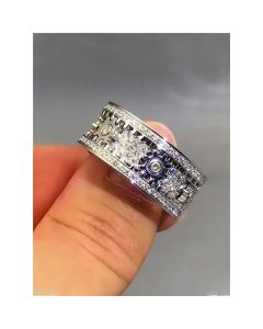 Spinner Ring for Men - Copper inlaid gear rotating ring - Rotating Mechanical Ring for Couples - Silver（9）