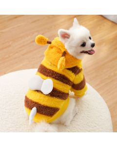 Dog Bee Costume Funny Pet Hoodies for Small Dogs Fleece Puppy Sweatshirt with Winter Chihuahua Clothes Warm Cold Weather Coat Cute Outfit (Yellow bee, S)