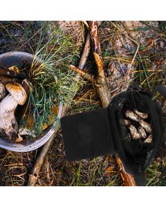 2 pack Mushroom Foraging Bag w/ Pouch & Basket - Mesh Harvesting Bag for Mushroom, Fruit & Vegetable Hiking & Camping（black,Only 2 storage bags）
