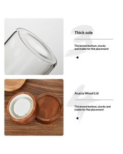 1300 ml Clear Glass Storage Canister with Airtight Wooden Screw Lid, Large Tall Cute Decorative Glass Food Container Jar for Coffee,Spice,Candy,Salt,Cookie,Condiment,Pepper（Storage tank only）