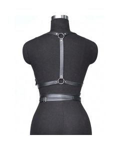 Punk Waist Belt Women PU Leather Skinny Body Adjustable Belts with Gothic Circle for Party, Nightclub, Dating