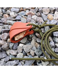 Leather Shepherd Sling Handmade Paracord Shepherds Sling Rock Thrower Old-Fashioned Slingshot（orange-red）