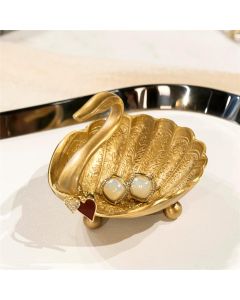 Swan Brass Jewelry Dish Tray,Gold Decorative Ring and Trinket Holder-Decorative Trinket Dish for Rings Earrings Necklaces Bracelet Watch Keys, Birthday Mother's Day Gift（only Fruit Plate）