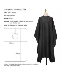 Cape with Soft silicone Neck Collar | Professional Hair Cutting Cape for Stylists & Adults | Hair & Water Repellent| Adjustable Snap Closure, 62" x 55", Black