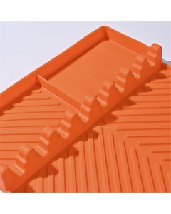Silicone Griddle Tools Mat, Griddle Accessories Side Shelf Mat Grill Pad for Outdoor Grill Kitchen Counter Spatula Silicone Mat with Drip Pad (Orange)