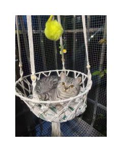 Cat Hammock Bed,Handwoven Hanging Cat Bed with Hanging Kit for Indoor Outdoor Home Decor Ceiling Catio Swing for Playing Sleeping Climbing and Lounging(30*100cm)