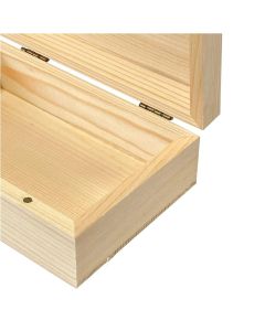 Large Unfinished Wooden Box, 14*9*5cm Natural Unfinished Pine Wood Box with Hinged Lid for DIY Craft Art Hobbies and Home Storage