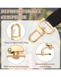 2pcs Detachable Snap Hook Swivel Clasp w/Screw Bar Bag Strap Hardware Replacement, for Bag Strap Purse Lanyard DIY Craft Hardware (1 Inch, Gold)