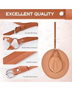 Cowboy Hat Holder for Your Vehicle, 2PCS Leather Cowboy Mounts for truck, Hat Rack for Pickup Truck Keep Your Hat Securely, brown