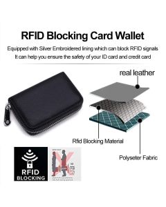 Men Women PU Leather RFID Blocking Card Wallet, Ultra Slim Portable Anti Demagnetisation Credit Card Holder, Mini Lightweight Card Case for Bank Cards ID Daily Carry