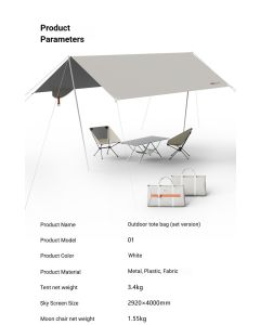 White Canopy Version-Canopy+Folding Table+2 Moon Chairs