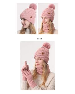 Women Black Argyle 3-Piece Set-Hat Scarf and Gloves