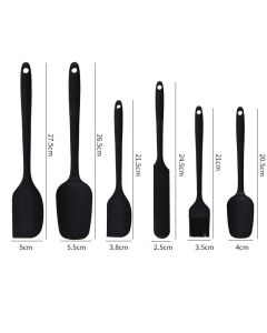 6Pcs Food-Grade Silicone Scraper Set, Baking Cream Spatulas (Black)(2 set/12PCS)