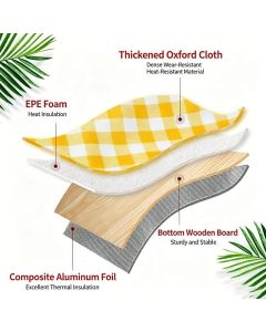 Thickened Foldable Aluminum Foil Insulated Picnic Basket-Red chequered pattern