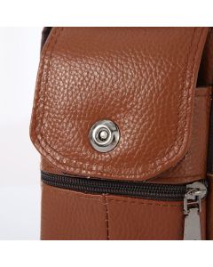 Business Leather Crossbody Waist Bag For Mobile Phone, Coffee, Slim Minimalist Daily Carry Present