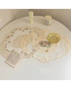 2 Pack Oversize Lavender Mesh Embroidered Pads 32x43cm, Gentle Double Pastel Vintage Desktop Mat
