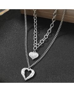2Pcs Gold Heart Necklace