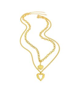 2Pcs Silver Heart Necklace