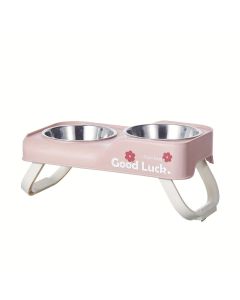 Dopamine Color Pet Bowl Set, Anti-Slip Adjustable Height Design for Small/Medium Dogs and Cats(white)