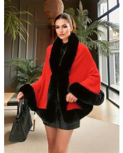 Imitation Mink Collar Knit Shawl: Autumn/Winter Retro Cape, Elegant, Versatile, and Flattering(WHITE)