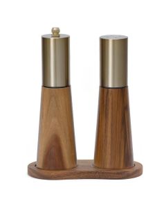 Salt and Pepper Grinder Set with Wooden Base Stainless Steel Manual Salt and Pepper Mills Adjustable Coarseness for Kitchen BBQ Picnic.(silver)