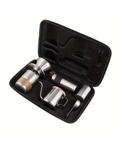 6-Piece Pour Over Coffee Set, Coffee Machine Gift Box, Pour Over Coffee Kettle, Coffee Cup, Coffee Bean Grinder Set.black