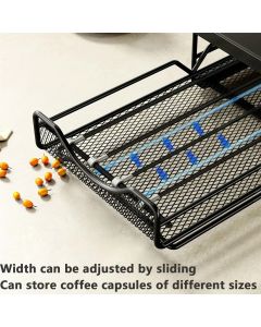 1pc Metal Coffee Capsule Storage Box Drawer Style Dustproof Organizer with Adjustable Grid for Tea Bags Capsules Multifunctional Organizer for Kitchen Office Home