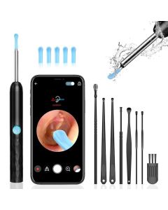 8-Piece Smart Visual Ear Cleaner, 1080P HD AI Warning, IP67 Waterproof Silicone Soft Tip, Safe and Comfortable Comfortable(black)
