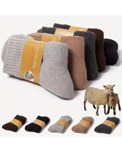 Thickened Wool Mid-Calf Socks 5-Pair Pack (Random Colors), Solid Color Versatile Fall and Winter Warmth, Soft Skin-Friendly Non-Stuffy, Essential for Casual Sports and Commuting