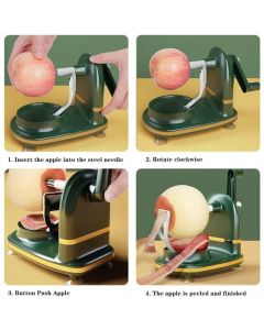 Rotary Hand and Apples Round Potatoes Suitable for Vegetables Cranked Vegetable Peeler with an Apple Slicer Attachment. Easy to Clean.
