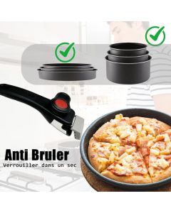 Removable Handle for Pans and Pots, 10kg Holder Detachable Handles Locking Handle and Serrated Mouth
