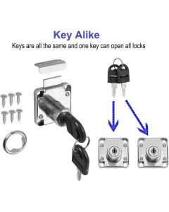 Cam Lock with Identical Wrench Silver, Home Drawer, Mailbox Cupboard, Storage Cabinet Safety Lock for Cabinet