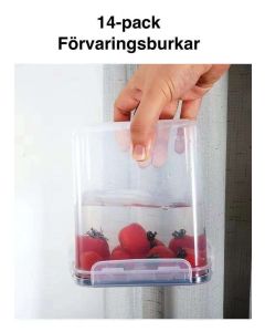 14-pack Transparent Food Storage Jars with Airtight Lids Kit