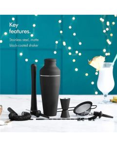Stainless Steel Cocktail Shaker Set, Matte Black