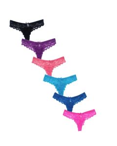 12-pack Thong Lace Panties, Multicolor, Size M