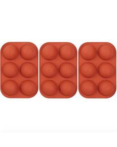 6-Piece Silicone Hemisphere Mold for Ice Chocolate Jelly, Brown
