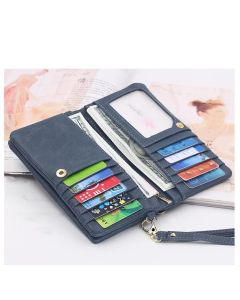 Stylish black wallet with gold zipper, Black