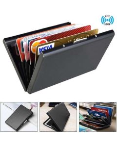 10-Card Slot RFID Protected Stainless Steel Metal Wallet in Gold, 3.5 x 2.1 inches